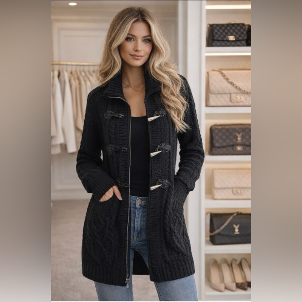 Tory Burch Black Cable Knit Sweater